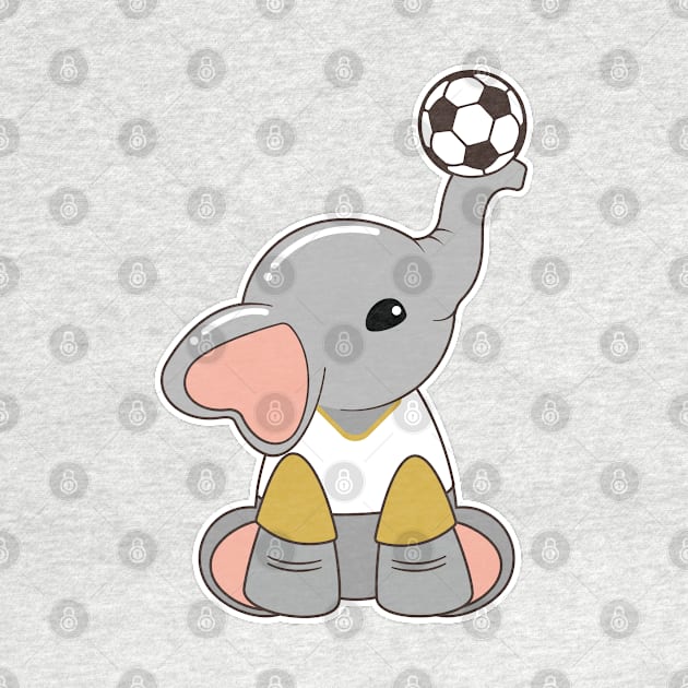 Elephant as Soccer player with Soccer ball by Markus Schnabel